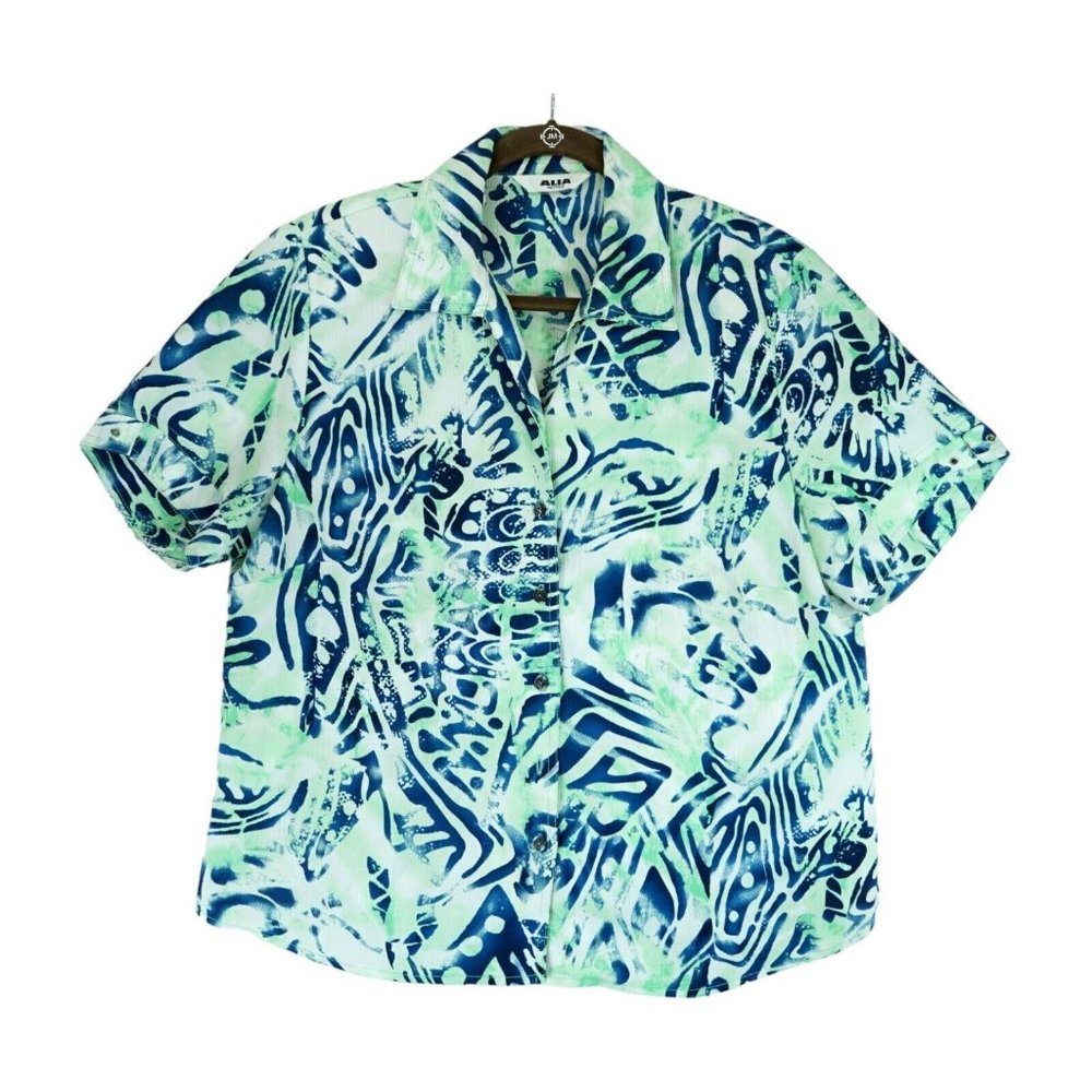 Womens‎ Alia Petites Short Sleeve Hawaiian Shirt Bright Floral Tropical